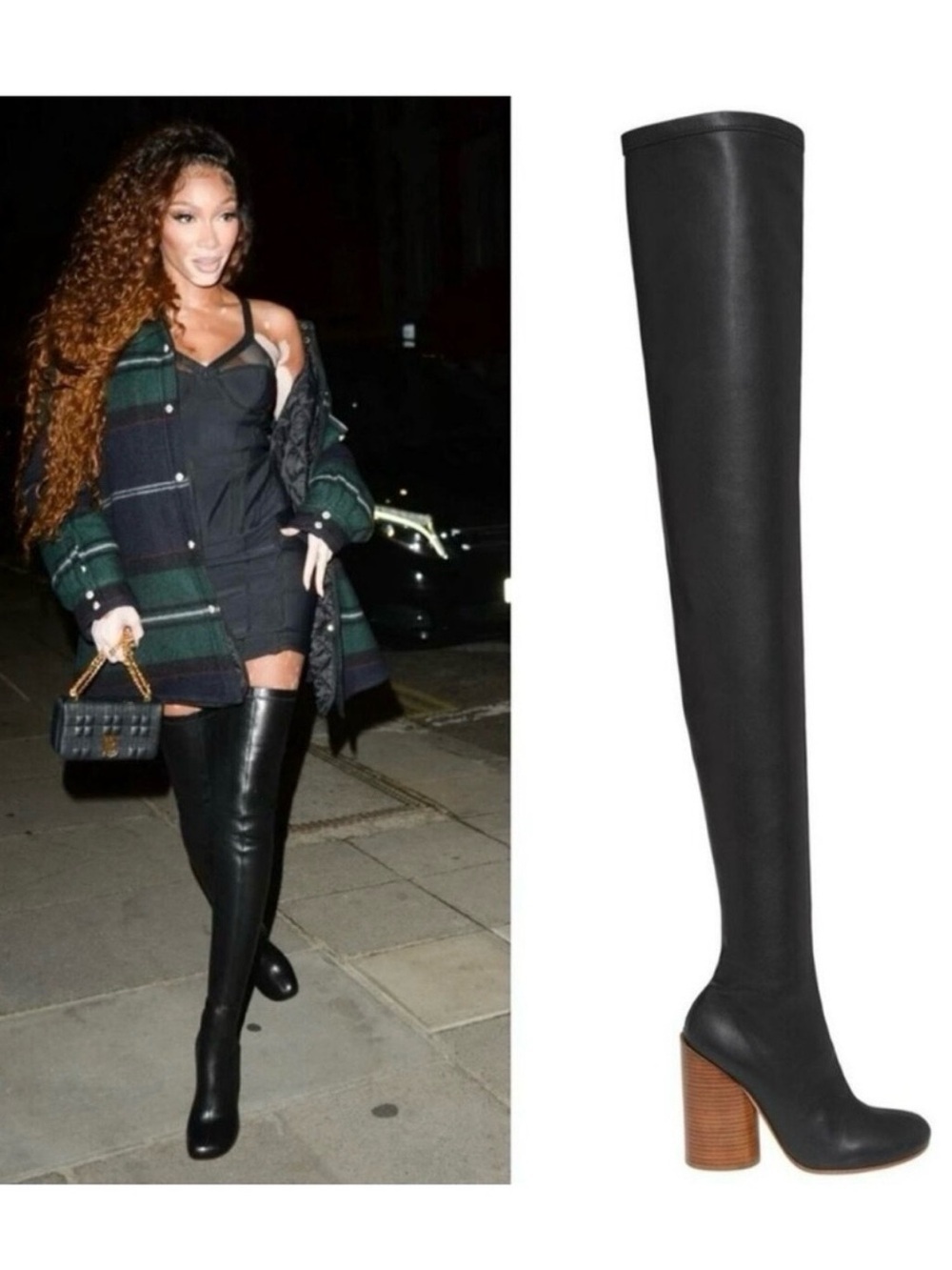 Burberry Thames Zip Up Over The Knee Faux Leather Boots Size 37